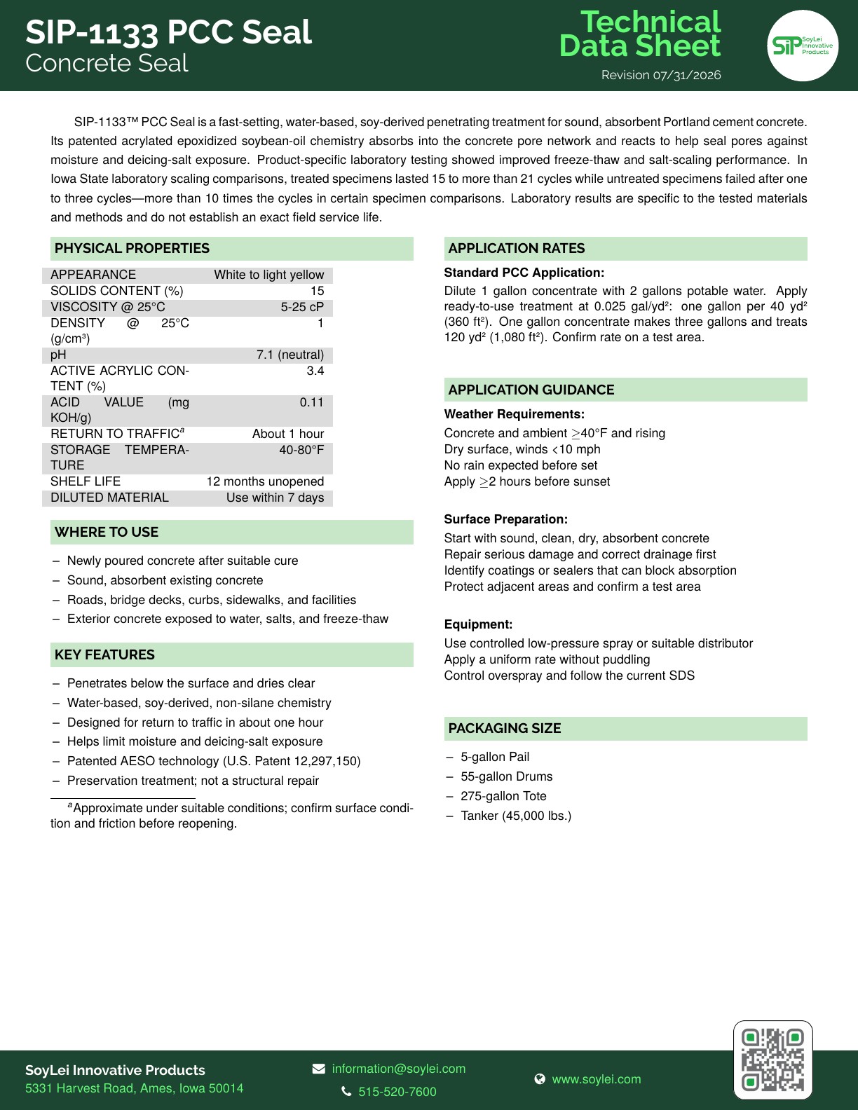 SIP-1133™ PCC Seal TDS